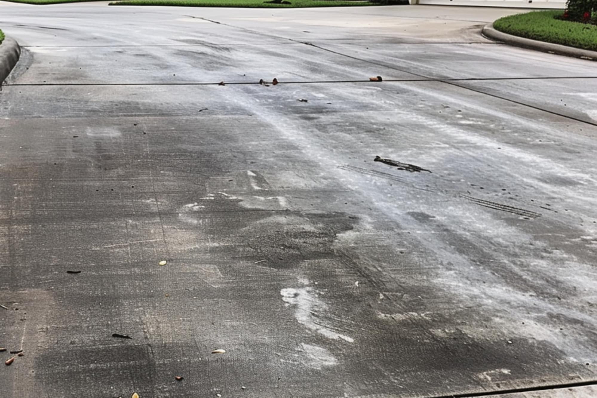 Driveway With Dirt and Stains