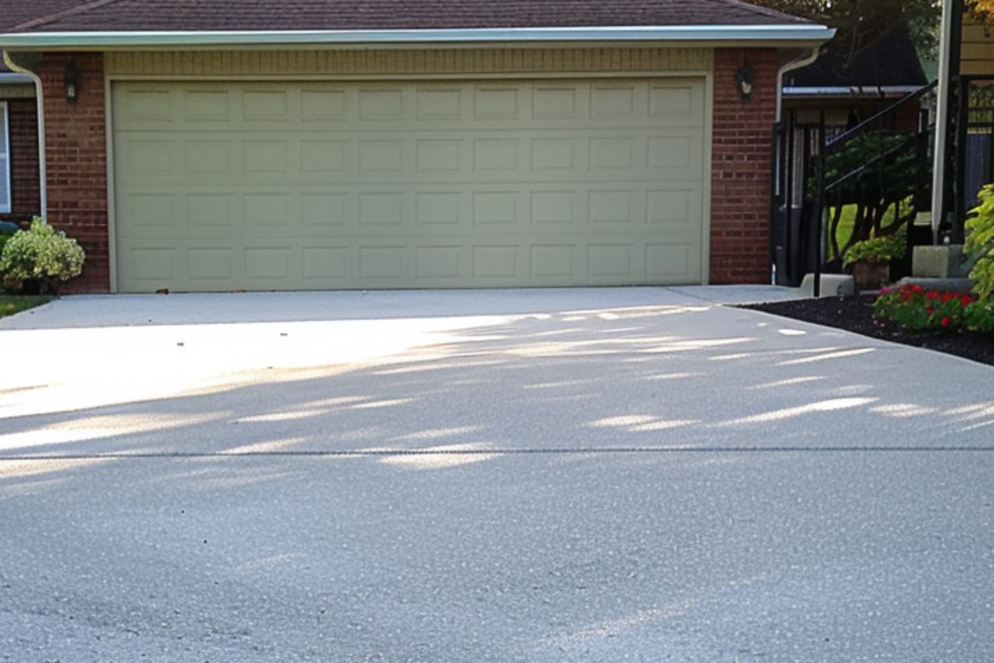 A Solid Concrete Driveway of a House
