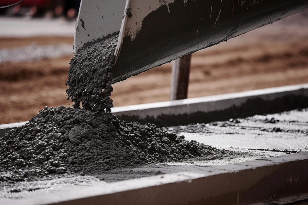 A Closeup of Concrete Pouring