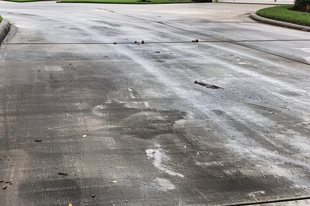 Driveway With Dirt and Stains
