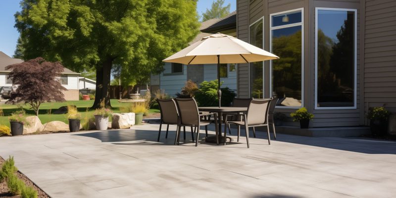 Concrete Patio with table and chairs - des moines concrete works