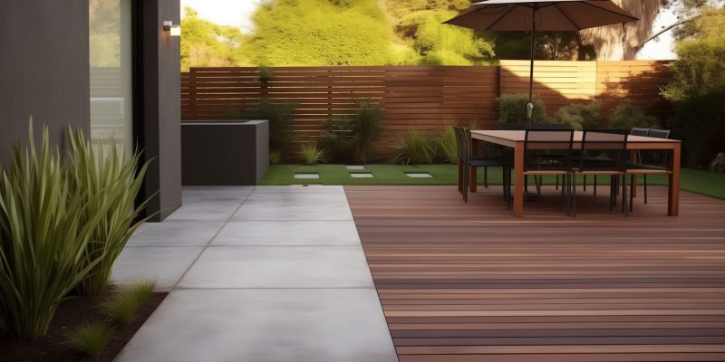 Integrating A Wood Deck Next To A Concrete Patio In A Seamless Design