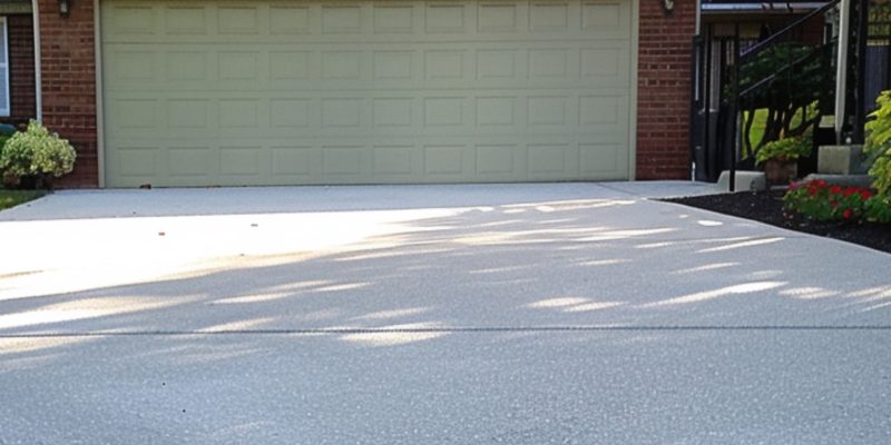 A Solid Concrete Driveway of a House